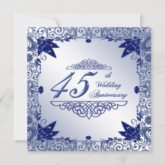 サファイア 45周年 結婚記念日 5.25x5.25 招待状 (正面)
