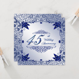 サファイア 45周年 結婚記念日 5.25x5.25 招待状