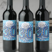 サファイヤきらめくダイヤモンドとバラ30歳の誕生日 ワインラベル