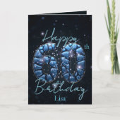 サファイヤエレガントブルーとブラック60誕生日 カード (正面)