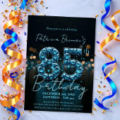 サファイヤエレガントブルーとブラック85誕生日 招待状