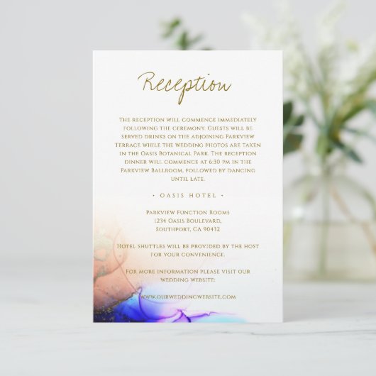 サファイヤエレガントブルーオレンジ金ゴールド結婚ズ エンクロージャーカード (スタンド正面)