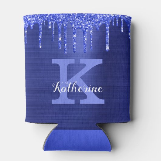 サファイヤガーリーブルーグリッタードリップモノグラム名 缶クーラー (裏面)