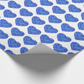 サファイヤハートの水彩画のラッパターン（の模様が）あるプ ラッピングペーパー (角)