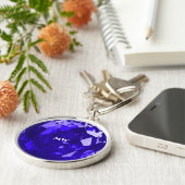 サファイヤモダンブルー9月の誕生石イニシャル キーホルダー (側面)