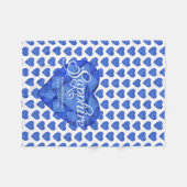 サファイヤ名とは水の色のハート宝石ブランケット フリースブランケット (正面(横))