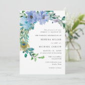 サファイヤ素晴らしブルーフローラ結婚式招待状 招待状 (スタンド正面)