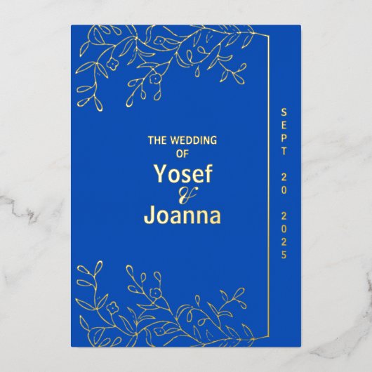 サファイヤ結婚の箔招待状 箔招待状 (正面)