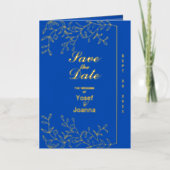 サファイヤ結婚の金箔招待状フォトカード 箔グリーティングカード (正面)