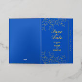 サファイヤ結婚の金箔招待状フォトカード 箔グリーティングカード (外側レイダウン)