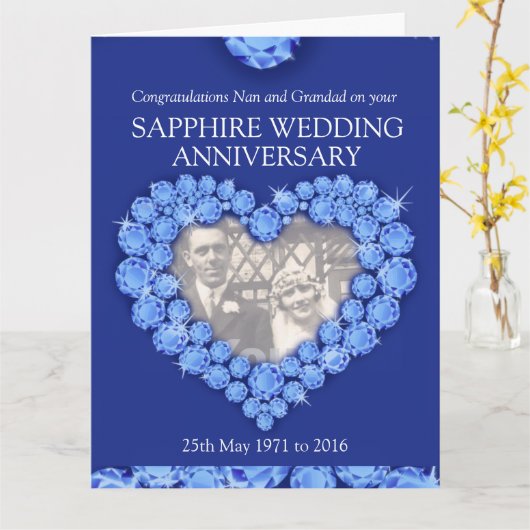 サファイヤ記念日グランドパープルのフォトカード カード (黄色い花)