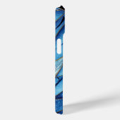 サファイヤ鮮やかブルー金ゴールドの羽モノグラムの毛 Case-Mate iPhoneケース (裏面 / 右)