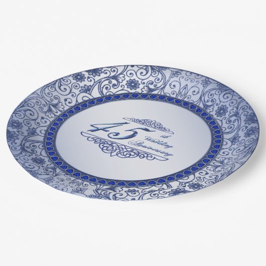 サファイヤ45周年結婚紙プレート ペーパープレート (アングル)