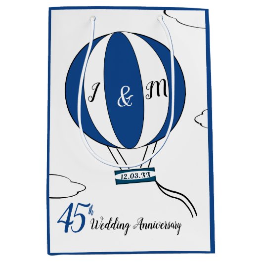 サファイヤ45結婚周年記念ホットエアバルーン ミディアムペーパーバッグ (正面)