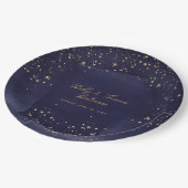 サファイヤ&金ゴールド結婚の9インチディナー ペーパープレート (アングル)