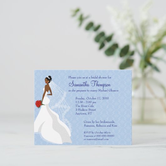 サファイ気のあるそぶりをしたアブライダルシャワーの招待 招待状 (スタンド正面)