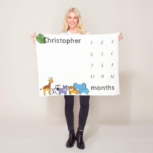 サファパーソナライズされたリベビーの節目月 フリースブランケット (インサイチュ)