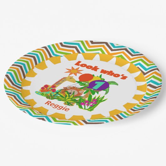 サファパーソナライズされたリ第1ハッピーバースデー ペーパープレート (アングル)