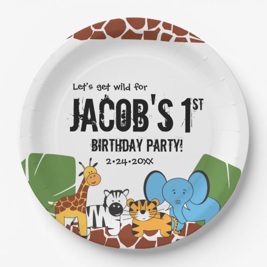 サファパーソナライズされたリ1歳の誕生日パーティー ペーパープレート (正面)