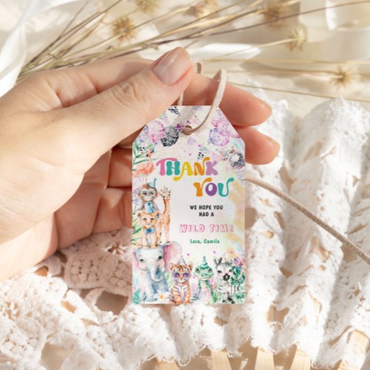 サファリありがとうジャングルのパーティー動物 ギフトタグ