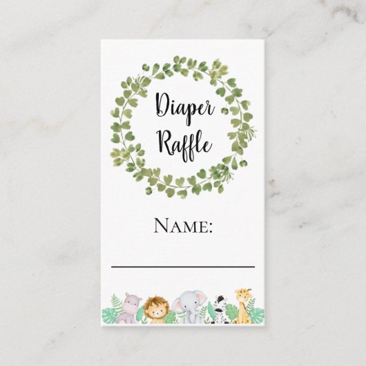 サファリおむつラッフルネームチケット エンクロージャーカード (正面)