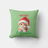 サファリおもしろいアニマルキャットサンタクリスマスコスチューム クッション (正面)