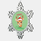 サファリおもしろいアニマルキャットサンタクリスマスコスチューム スノーフレークピューターオーナメント (右)