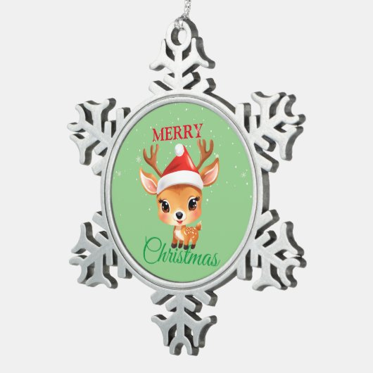 サファリおもしろいアニマルキャットサンタクリスマスコスチューム スノーフレークピューターオーナメント (右)