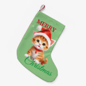 サファリおもしろいアニマルキャットサンタクリスマスコスチューム スモールクリスマスストッキング (正面 (吊り時))