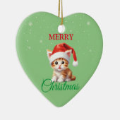 サファリおもしろいアニマルキャットサンタクリスマスコスチューム セラミックオーナメント (右)