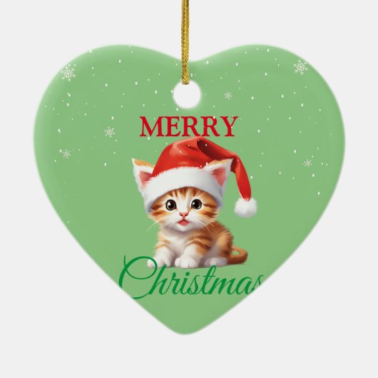 サファリおもしろいアニマルキャットサンタクリスマスコスチューム セラミックオーナメント (裏面)