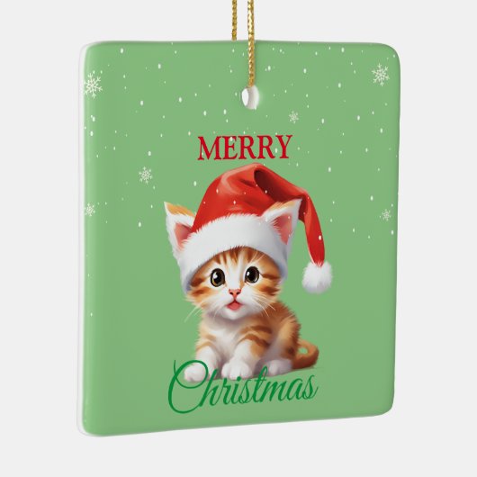 サファリおもしろいアニマルキャットサンタクリスマスコスチューム セラミックオーナメント (右)