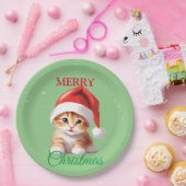 サファリおもしろいアニマルキャットサンタクリスマスコスチューム ペーパープレート (パーティー)