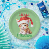 サファリおもしろいアニマルキャットサンタクリスマスコスチューム ペーパープレート (パーティー)