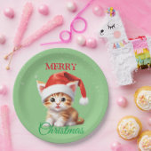 サファリおもしろいアニマルキャットサンタクリスマスコスチューム ペーパープレート (パーティー)