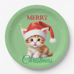 サファリおもしろいアニマルキャットサンタクリスマスコスチューム ペーパープレート