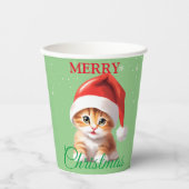 サファリおもしろいアニマルキャットサンタクリスマスコスチューム 紙コップ (正面)