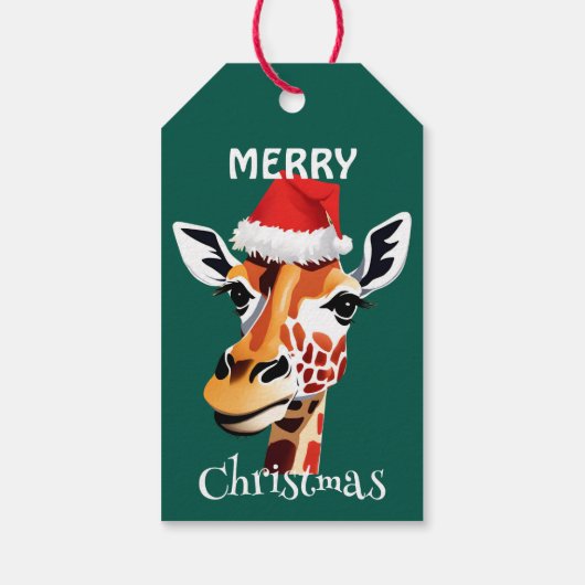 サファリおもしろいアニマルズキレーフサンタクリスマスパーティー ギフトタグ (裏面)