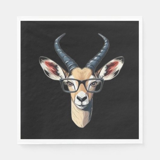 サファリおもしろいーと眼鏡の恋人のためのガゼル顔 スタンダードランチョンナプキン (正面)