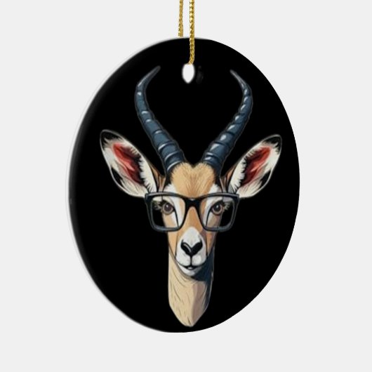 サファリおもしろいーと眼鏡の恋人のためのガゼル顔 セラミックオーナメント (右)