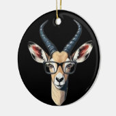 サファリおもしろいーと眼鏡の恋人のためのガゼル顔 セラミックオーナメント (左)