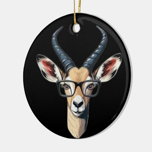 サファリおもしろいーと眼鏡の恋人のためのガゼル顔 セラミックオーナメント (左)