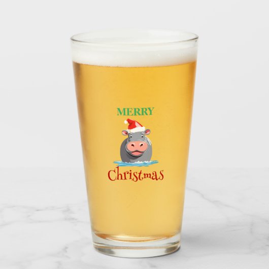 サファリおもしろいーの動物HIPPOサンタクリスマスコスチューム タンブラーグラス (ドリンク正面)