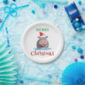 サファリおもしろいーの動物HIPPOサンタクリスマスコスチューム ペーパープレート (パーティー)