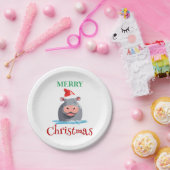 サファリおもしろいーの動物HIPPOサンタクリスマスコスチューム ペーパープレート (パーティー)