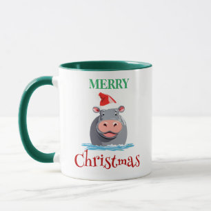 サファリおもしろいーの動物HIPPOサンタクリスマスコスチューム マグカップ