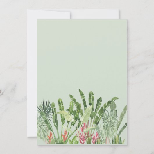 サファリお洒落アニマルジャングルグリーンベビーシャワー 招待状 (裏面)