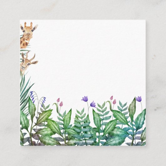 サファリお洒落ー動物の赤ちゃんシャワーおむつラッフル エンクロージャーカード (裏面)