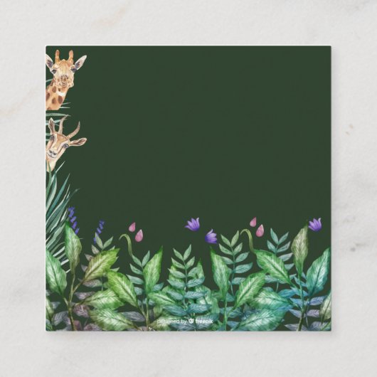 サファリお洒落ー動物の赤ちゃんシャワーおむつラッフル エンクロージャーカード (裏面)