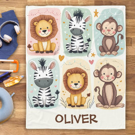 サファリお洒落ー動物 フリースブランケット